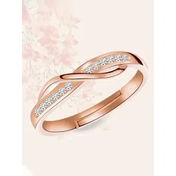 Peora American Diamond Studded Rose Gold-Plated Couple Band Ring-picture-16