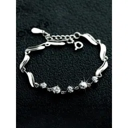 Peora Austrian Crystal Studded Silver Plated Adjustable Bracelet Stylish Jewellery for Women-picture-37
