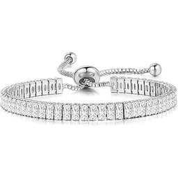 peora Baguette Stone Studded Adjustable Tennis Bracelet Stylish Fashion Jewellery Valentines Gift for Women & Girls-picture-34