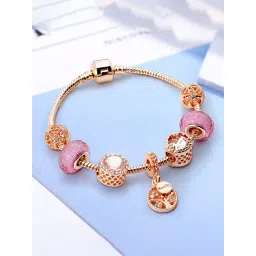 Peora Cubic Zirconia Studded Rose Gold-Plated Bracelet-picture-28