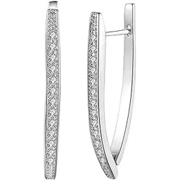 peora Diamond Cut CZ Clutch Back Stylish Hoop Earrings Jewellery for Women-picture-24