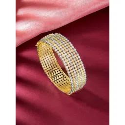 Peora Fancy Gold-Plated Cubic Zirconia Bangle Kada of 1-picture-16