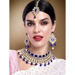 Peora Gold-Plated Crystal Choker Necklace Jewellery Set-picture-24