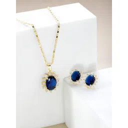 Peora Gold-Plated Crystal-Studded Jewellery Set-picture-26