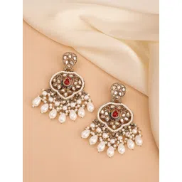 Peora Gold-Plated Crystals Contemporary Drop Earrings-picture-15