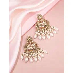 Peora Gold-Plated Crystals Contemporary Drop Earrings image 1