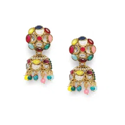 Peora Gold-Plated Crystals Dome Shaped Jhumkas Earrings-picture-21