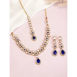 Peora Gold-Plated Crystals-Studded Jewellery Set-picture-18