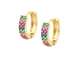 Peora Gold-Plated Cubic Zirconia Studded Circular Shaped Hoop Earrings-picture-31