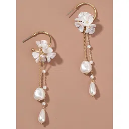 Peora Gold-Plated Floral Half Hoop Earrings-picture-34