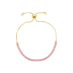 Peora Gold Plated Pink Cubic Zirconia Studded Adjustable Stylish Bracelet-picture-25