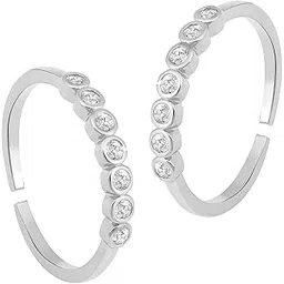 peora Gold Plated Rani Pink Green Cubic Zirconia Studded Fancy Stylish Toe Ring Adjustable Bichiya Fashion Jewellery-picture-51