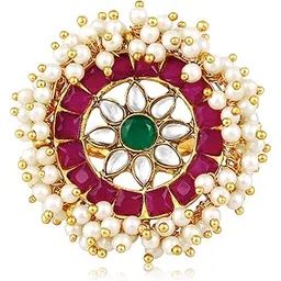 peora Gold Plated Rani Pink Green Kundan & Beads Studded Adjustable Finger Ring Ethnic Jewellery Gift for Women & Girls-picture-40
