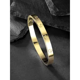 Peora Gold Plated Stylish 316L Stainless Steel Kada Bracelet Jewellery for Men and Women image 1