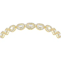 peora Gold Plated White CZ and Synthetic Stone Studded Mathapatti Sheeshpatti Hair Accessories Traditional Jewellery for Women-picture-24