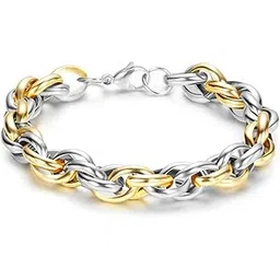peora Gold Silver Plated Stainless Steel Metal Openable Bracelet Stylish Jewellery Gift for Men & Boys-picture-10
