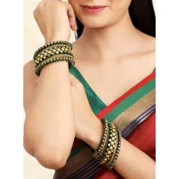 Peora Green Kundan Studded Chuda Ethnic Bangles-picture-24