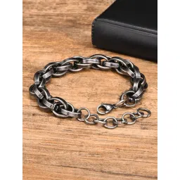 Peora Grey Stainless Steel Openable Link Bracelet-picture-27
