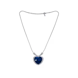 Peora Heart Shaped Ocean Blue Crystal Pendant Chain image 5