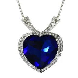 Peora Heart Shaped Ocean Blue Crystal Pendant Chain image 4