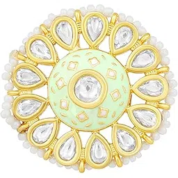 peora Meenakari Gold Plated Round Kundan Studded Adjustable Finger ring for Women-picture-50