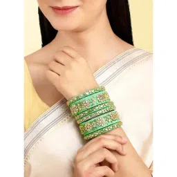 Peora Mint Kundan Studded Chuda Ethnic Bangles-picture-12