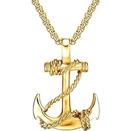 peora Nautical Anchor Necklace Stainless Steel Pirate Navy Anchor Pendant with Chain for Men & Boys-picture-16