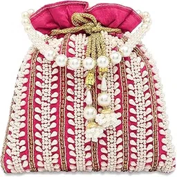 peora Rani Pink Potli Bags for Women Evening Bag Clutch Ethnic Bride Purse with Drawstring(P82RP)-picture-32