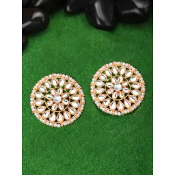 Peora Rose Gold Ethnic Kundan & Beads Studded Stud Earring-picture-17