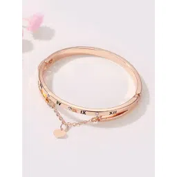 Peora Rose Gold-Plated American Diamond Studded Kada Bracelet-picture-15