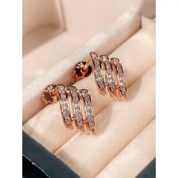 Peora Rose Gold Plated American Diamond Studded Stud Earrings-picture-12