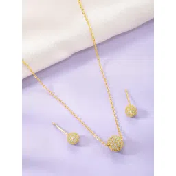 Peora Rose Gold Plated Contemporary CZ Studded Stud Pendant & Earring-picture-40