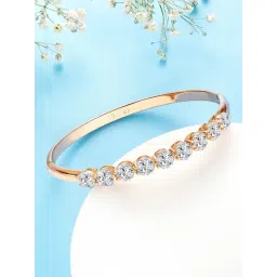 Peora Rose Gold Plated Cubic Zirconia Fancy Openable Kada Bracelet-picture-30