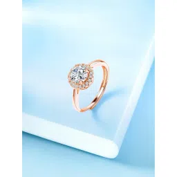 Peora Rose Gold-Plated Cubic Zirconia Studded Solitaire Adjustable Finger Ring-picture-22
