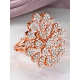 Peora Rose Gold Plated Floral Finger Ring for Women-picture-24