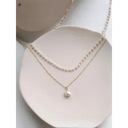 Peora Rose Gold Plated Pearl Stylish Design Pendant Necklace-picture-18