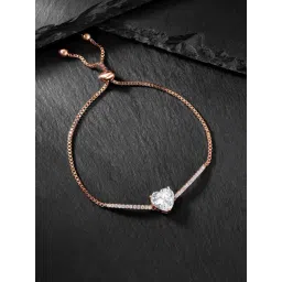 Peora Rose Gold Tone Plated Rose Heart-Shaped Jewellery Bracelet for Women-picture-14