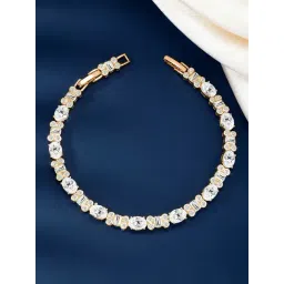 Peora Rose Plated Cubic Zirconia Studded Openable Bracelet-picture-15