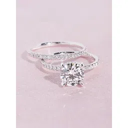 Peora Set Of 2 Silver-Plated AD Studded Finger Rings-picture-31