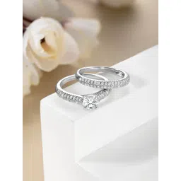 Peora Set Of 2 Silver Plated CZ Studded Finger Rings-picture-15
