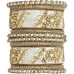 peora Silk Thread Kundan & Stone Studded Chuda Bangles Set Gift for Women-picture-20