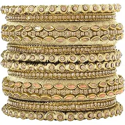 peora Silk Thread Kundan Studded Bangle Chuda Chura Set Jewellery for Women Girls-picture-53