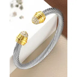 Peora Silver & Gold Plated Fancy Stylish Adjustable Kada Bracelet-picture-23