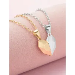 Peora Silver & Gold-Plated Heart Shape Pendant Necklace Chain - Set of 2-picture-19