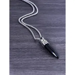 Peora Silver & Gold-Plated Sward Shape Stylish Pendant Chain Necklace-picture-18