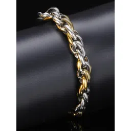 Peora Silver & Gold Stainless Steel Bracelet image 2