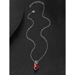 Peora Silver Crystal Studded Heart Shape Rose Style Casual Pendant-picture-10