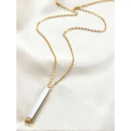 Peora Silver Gold Plated 3D Vertical Bar/Stick Locket Pendant with Chain-picture-17