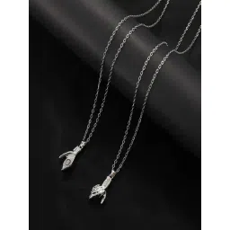 Peora Silver Holding Hand Promise Couple Locket Pendant-picture-44