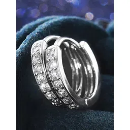 Peora Silver-Plated American Diamond Studded Contemporary Hoop Earrings-picture-33